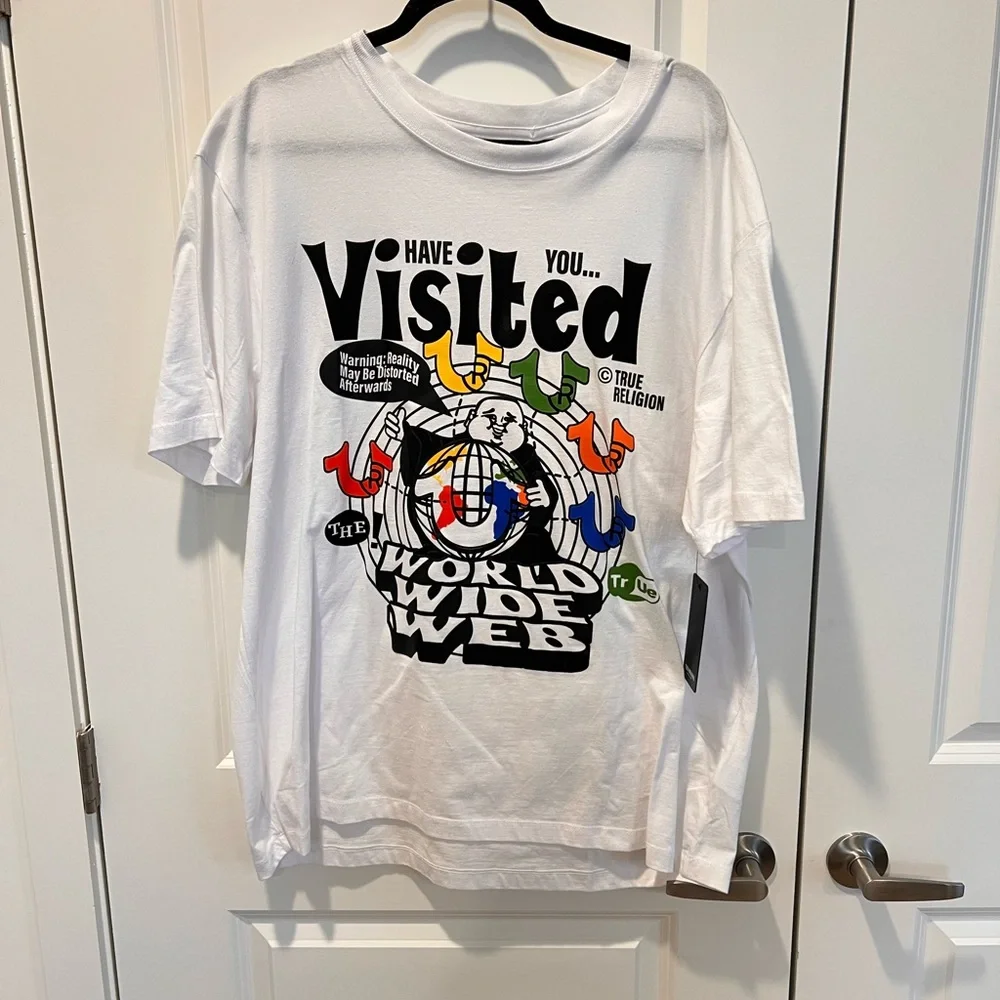 True Religion White Graphic Tee